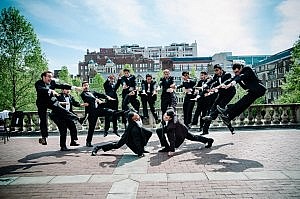 The Cast having a little fun at company pictures