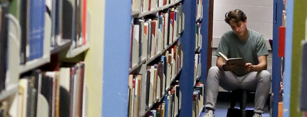 Student in library