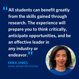 All students can benefit greatly from the skills gained through research. The experience will prepare you to think critically, anticipate opportunities, and be an effective leader in any industry or endeavor.