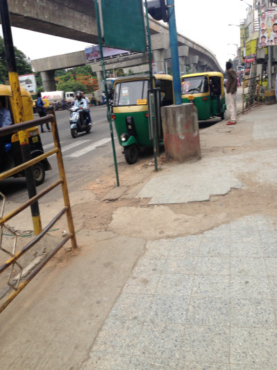 Rickshaws lined up in Bangalore, India.